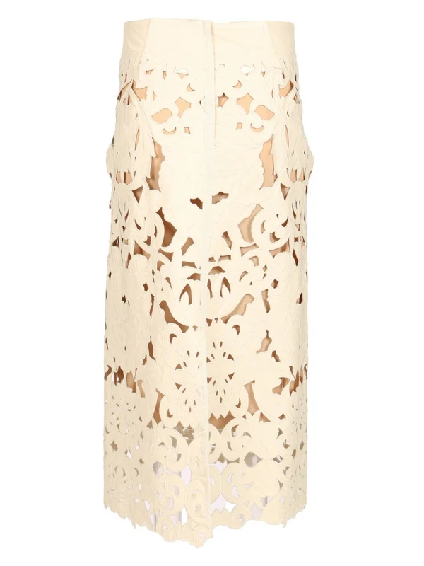 POETIC ORCHID Embroidered Vegan Leather Skirt - Image 2