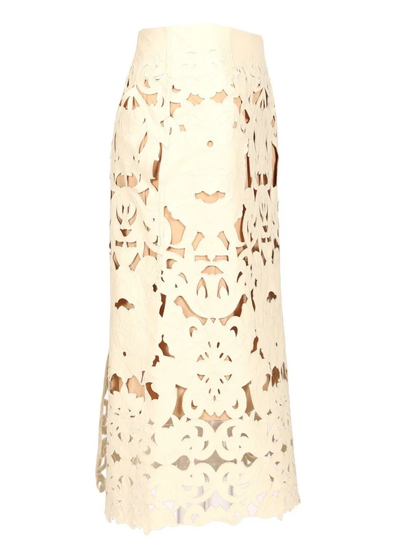 POETIC ORCHID Embroidered Vegan Leather Skirt - Image 3