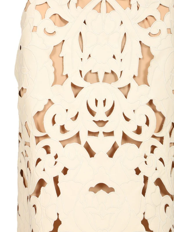 POETIC ORCHID Embroidered Vegan Leather Skirt - Image 4
