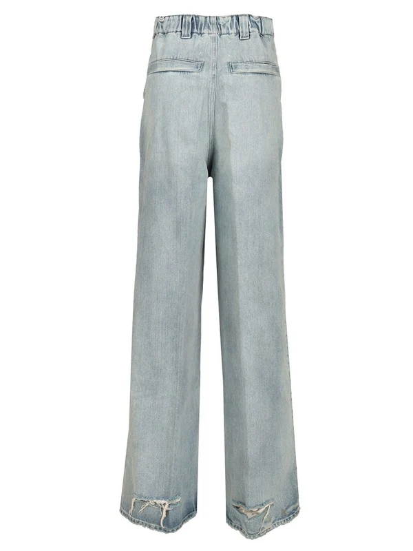 Pleated Wide Denim Pants - Image 2