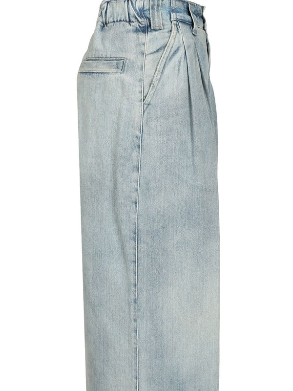 Pleated Wide Denim Pants - Image 3