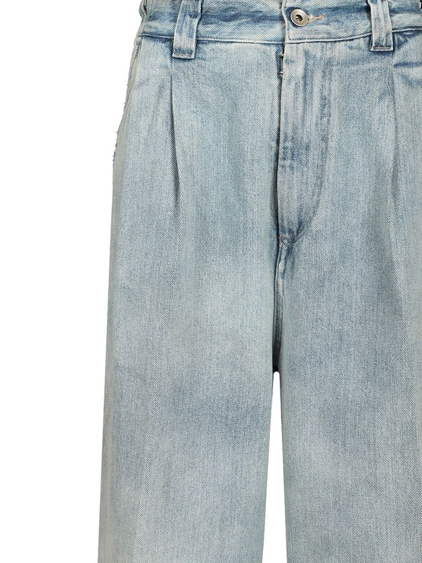 Pleated Wide Denim Pants - Image 4
