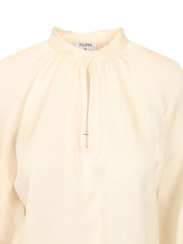 Stand Collar Drape Blouse - Image 4