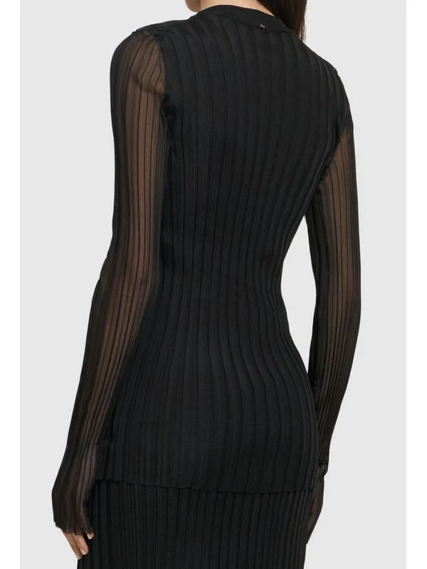 Pleats Sheer Long-sleeve Top - Image 2