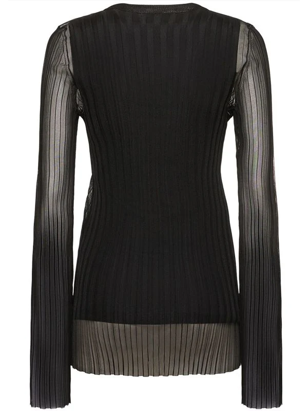 Pleats Sheer Long-sleeve Top - Image 3