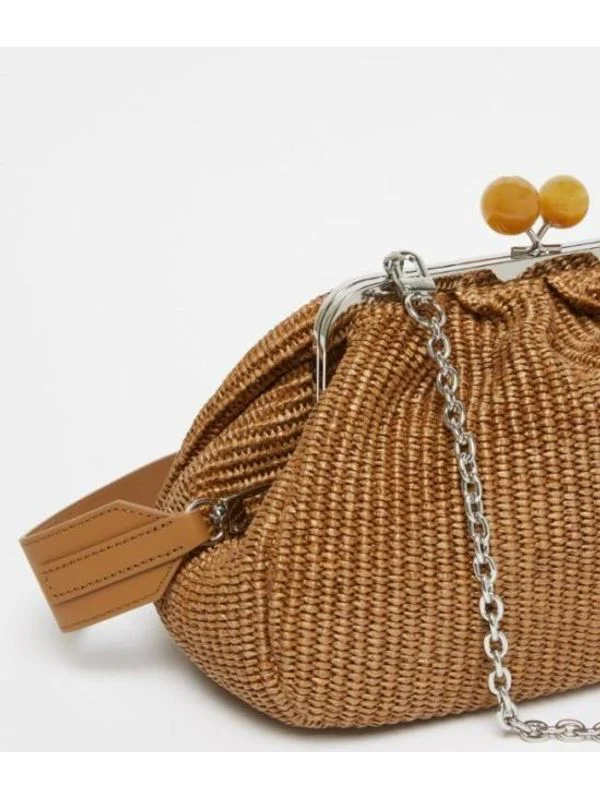 Chain Detail Raffia Clutch Bag - Image 2