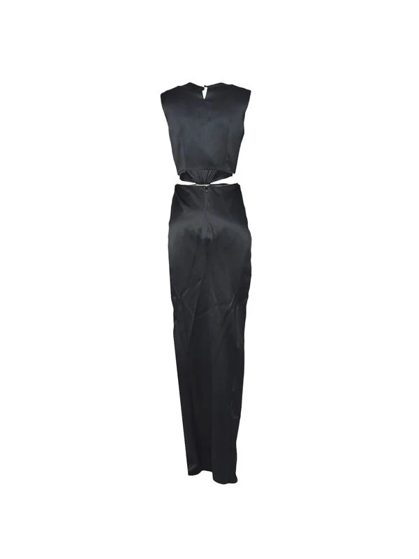 Cutout Gathering Detail Silk Long Dress - Image 2