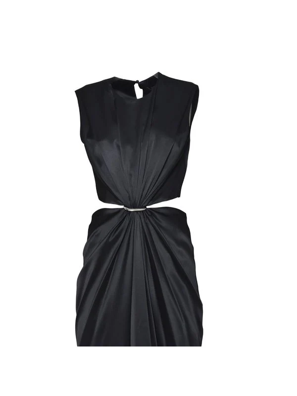 Cutout Gathering Detail Silk Long Dress - Image 3