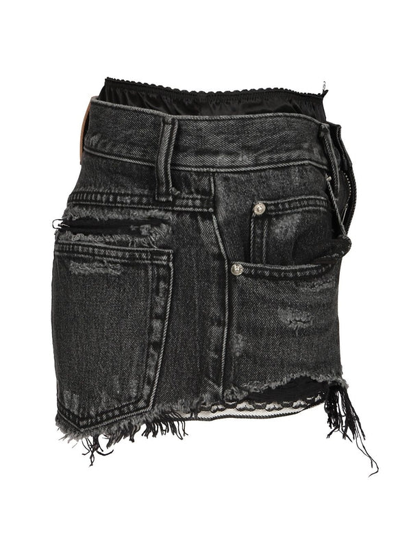Pre-Styled Cutoff Denim Shorts - Image 3