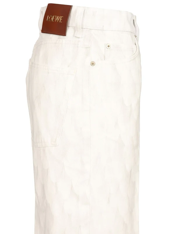 Feather Print Washed Denim Pants - Image 5