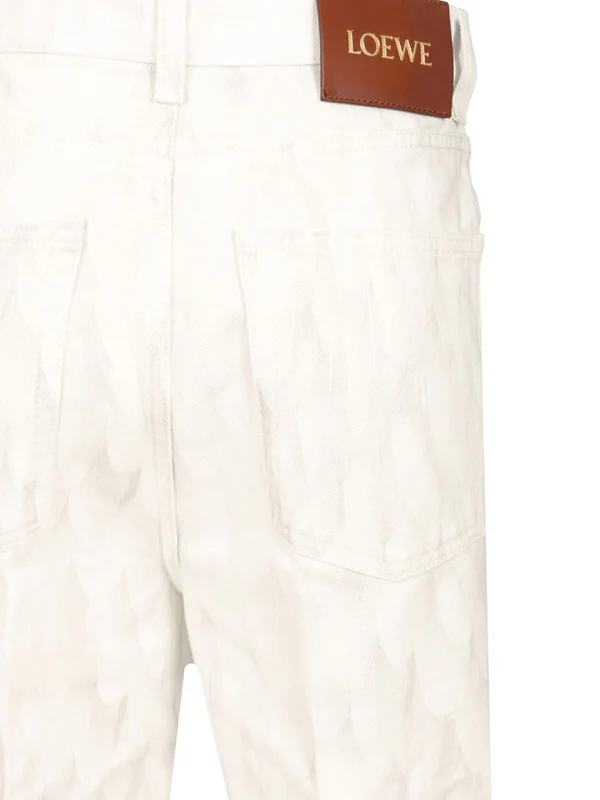 Feather Print Washed Denim Pants - Image 6
