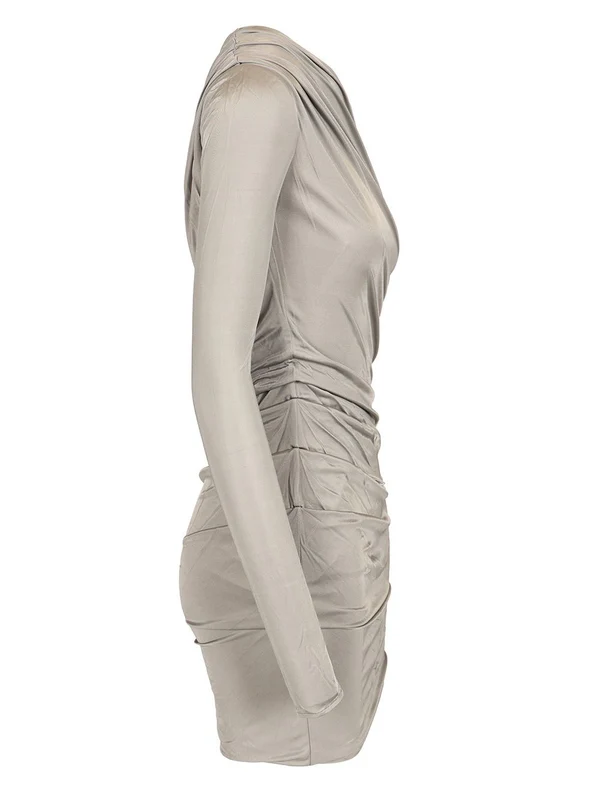 Draped Satin Mini Dress - Image 3