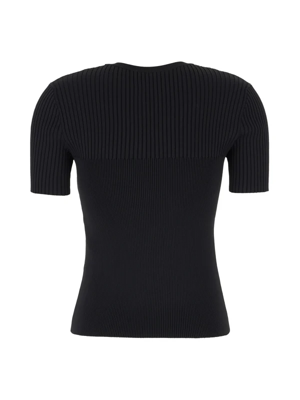 Logo Jacquard Pocket Ribbed Short-sleeve Sweater - Image 2