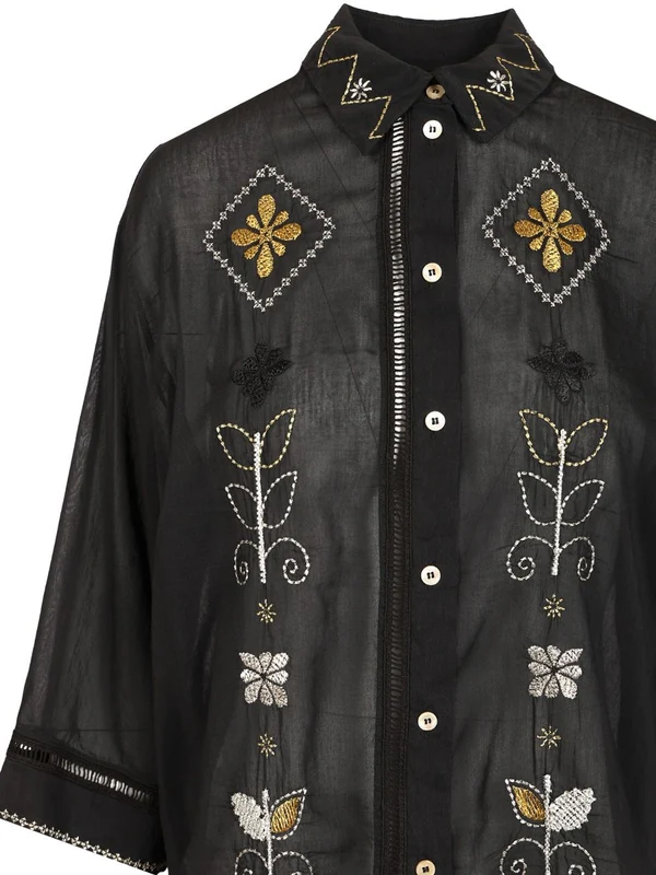 Geometric Embroidered Short-sleeve Shirt - Image 3