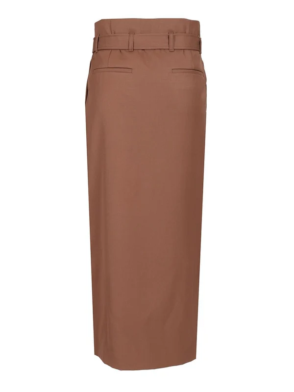 Belted Wool Long Skirt - Image 2
