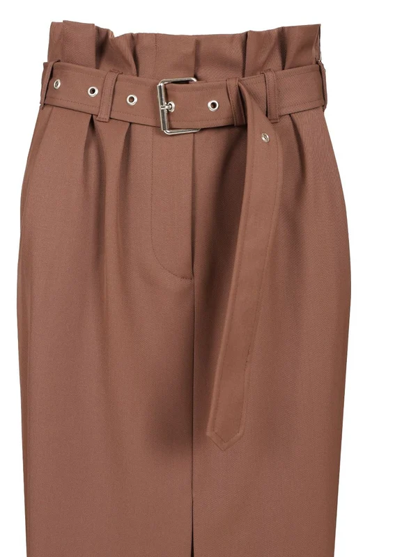 Belted Wool Long Skirt - Image 4