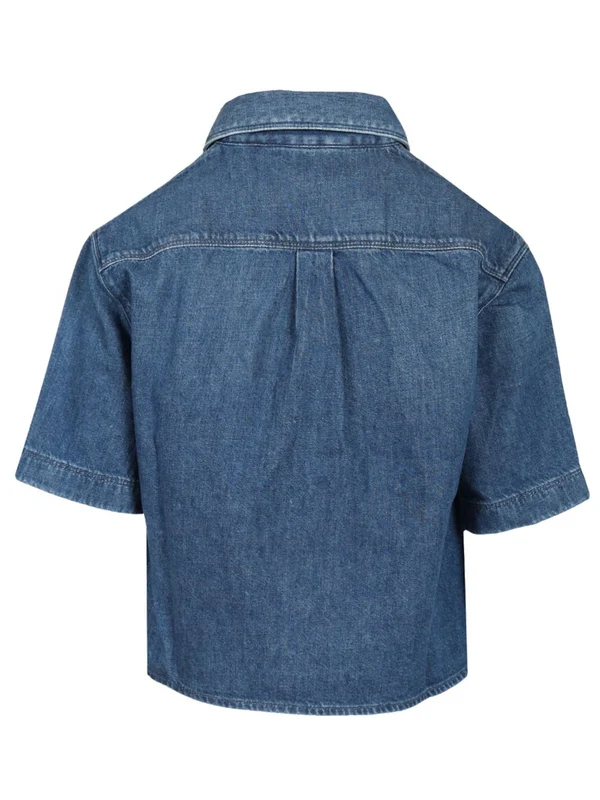 Anagram Logo Short-Sleeve Denim Shirt - Image 2