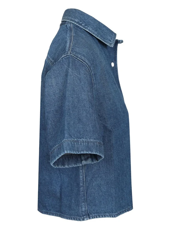 Anagram Logo Short-Sleeve Denim Shirt - Image 3