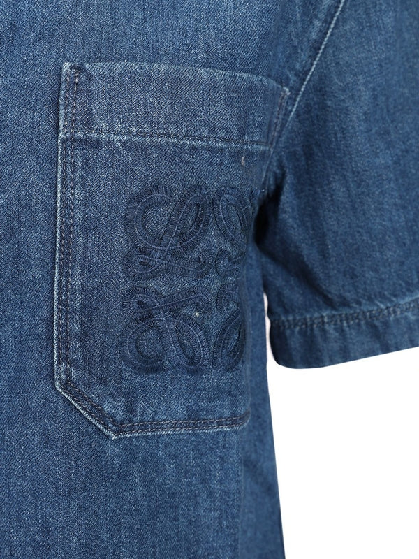 Anagram Logo Short-Sleeve Denim Shirt - Image 5