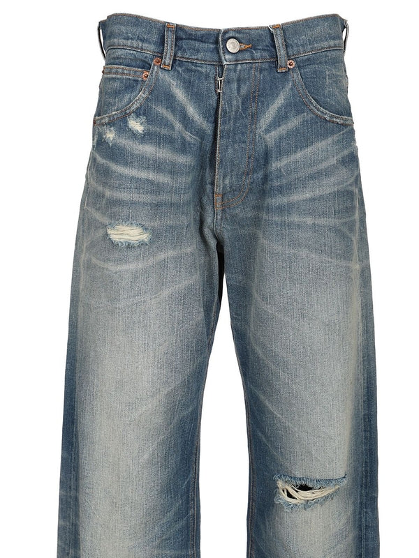 Distressed Washed Denim Pants - Image 3