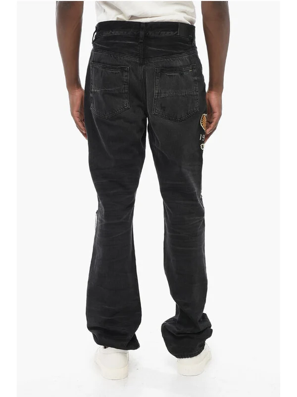 Embroidery Detail Cotton Denim Pants - Image 2