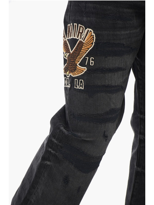 Embroidery Detail Cotton Denim Pants - Image 4