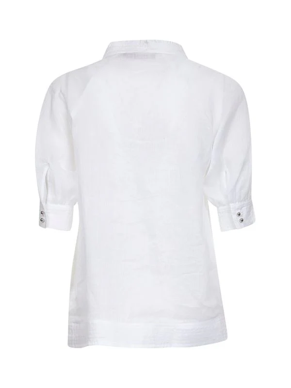 High-Neck Short-Sleeve Blouse - Image 2