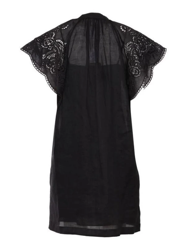 Openwork Sheer Sleeve Mini Dress - Image 2