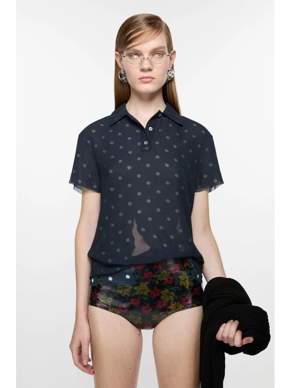Layered Polka Dot Polo Shirt - Image 2