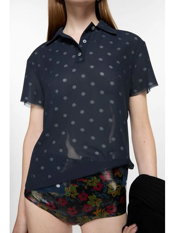 Layered Polka Dot Polo Shirt - Image 4