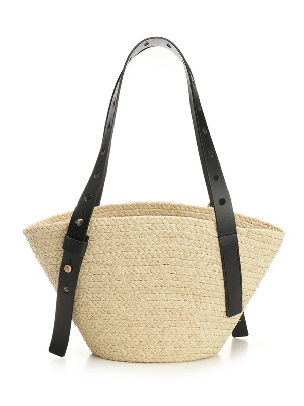 Punch Hole Basket Raffia Tote Bag - Image 3