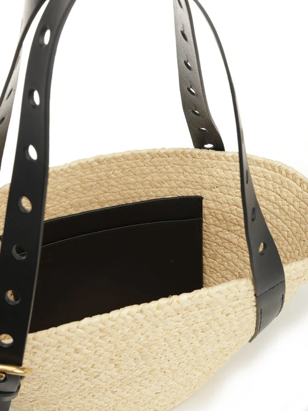 Punch Hole Basket Raffia Tote Bag - Image 4