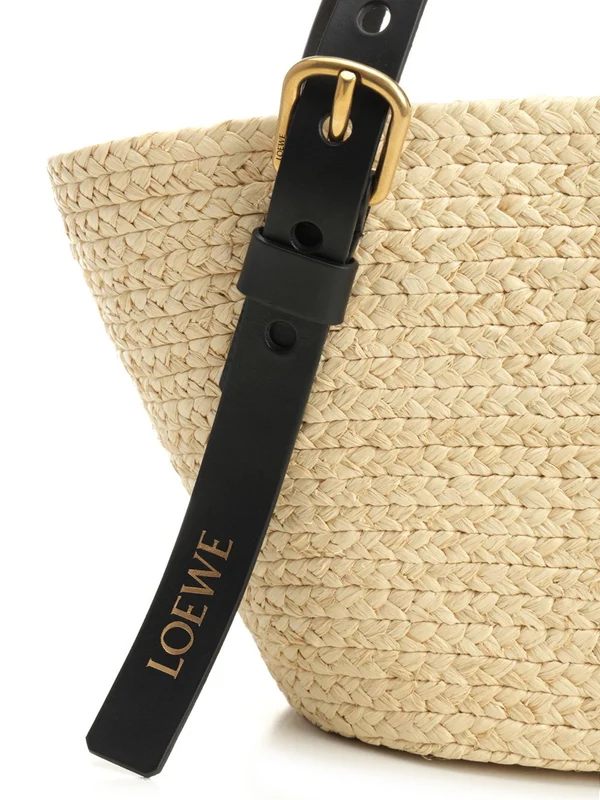Punch Hole Basket Raffia Tote Bag - Image 5