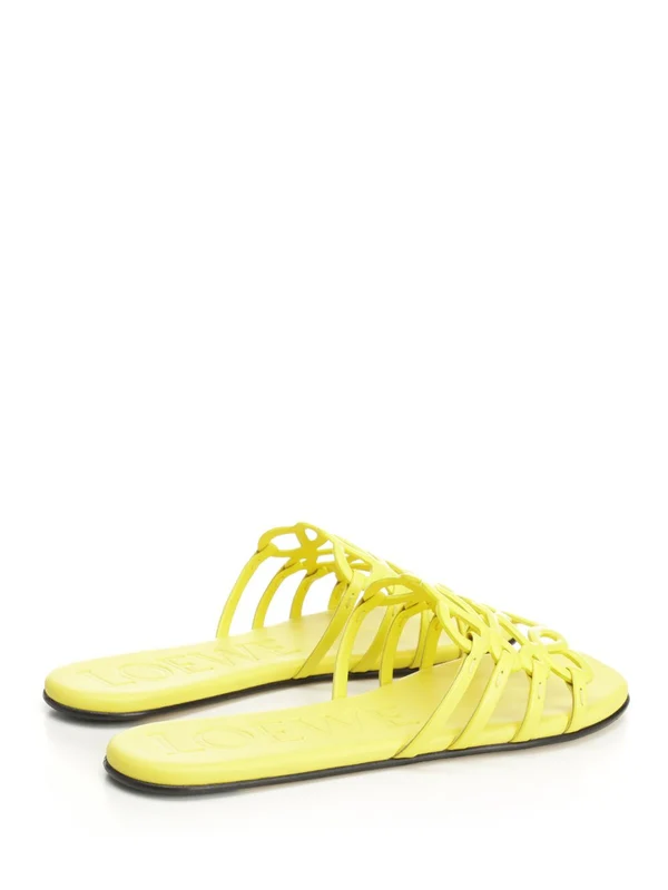 PETAL Flat Leather Slides - Image 3