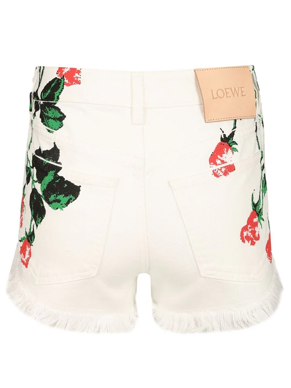 Back Leather Patch Denim Shorts - Image 2