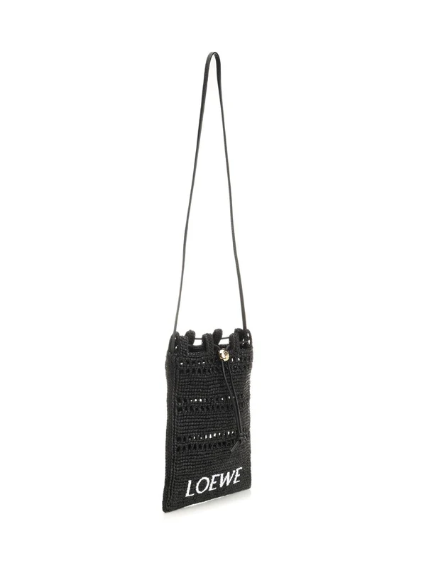 Embroidered Logo Raffia Crossbody Bag - Image 2
