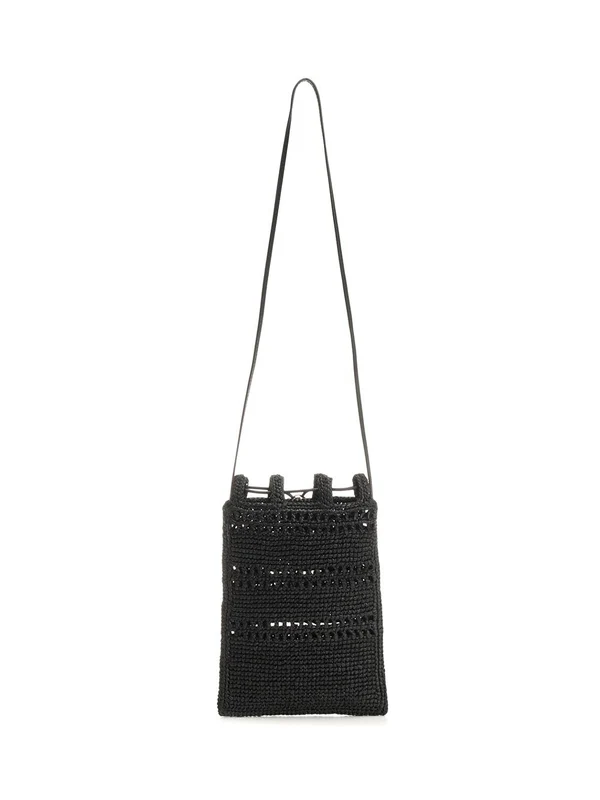Embroidered Logo Raffia Crossbody Bag - Image 3