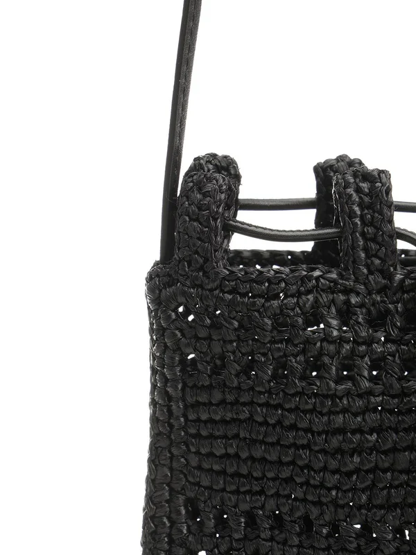 Embroidered Logo Raffia Crossbody Bag - Image 5