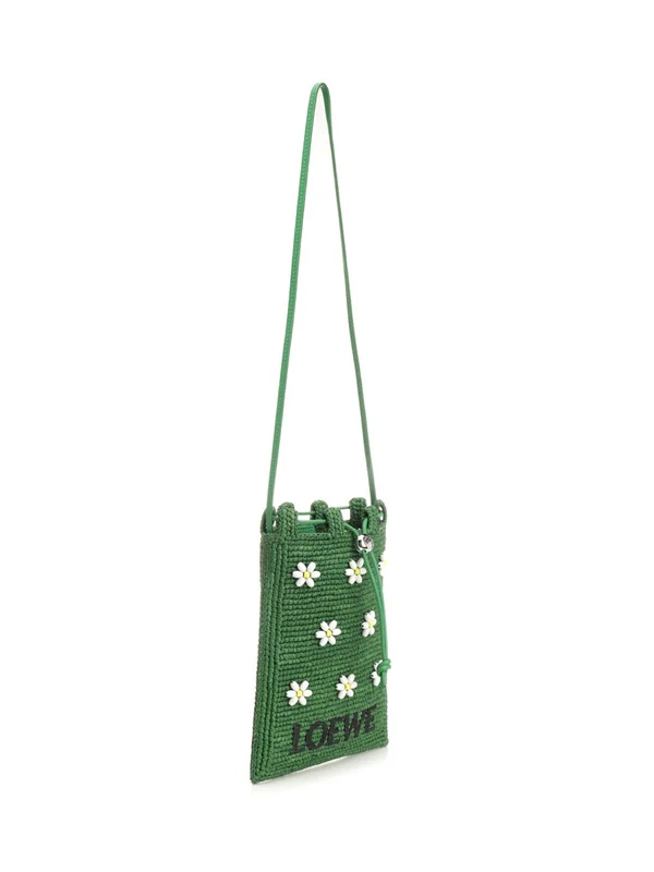 Flower Beads Raffia Crossbody Bag - Image 2