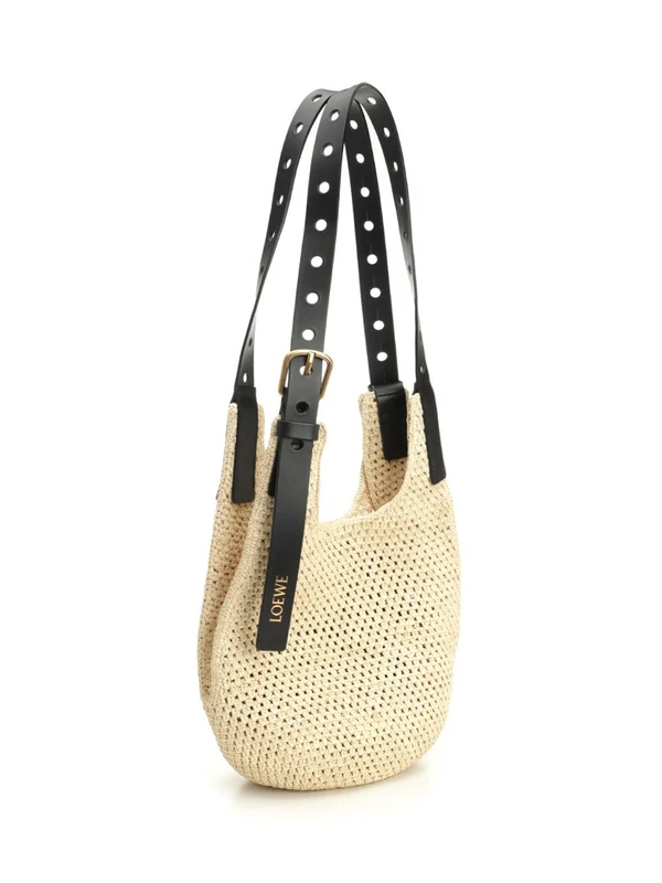 Punch Hole Raffia Hobo Shoulder Bag - Image 2