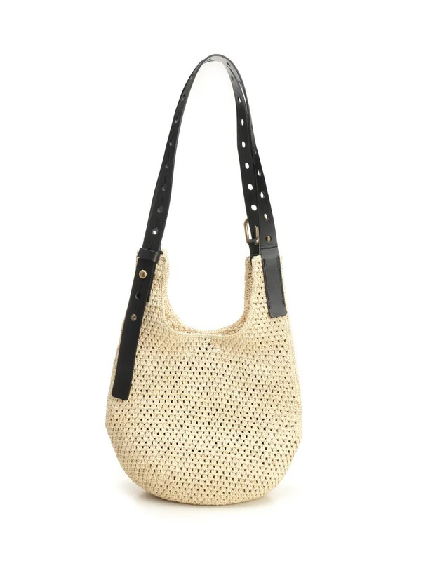 Punch Hole Raffia Hobo Shoulder Bag - Image 3