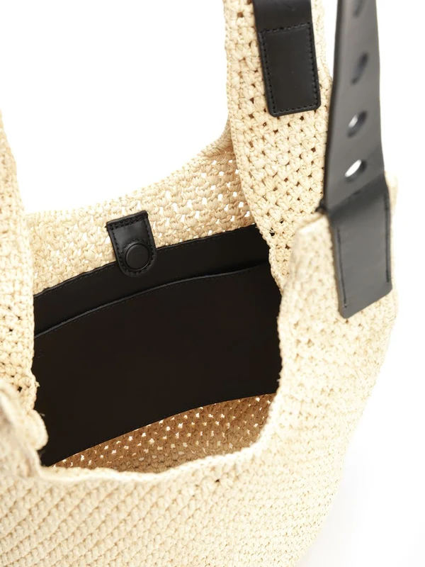Punch Hole Raffia Hobo Shoulder Bag - Image 4