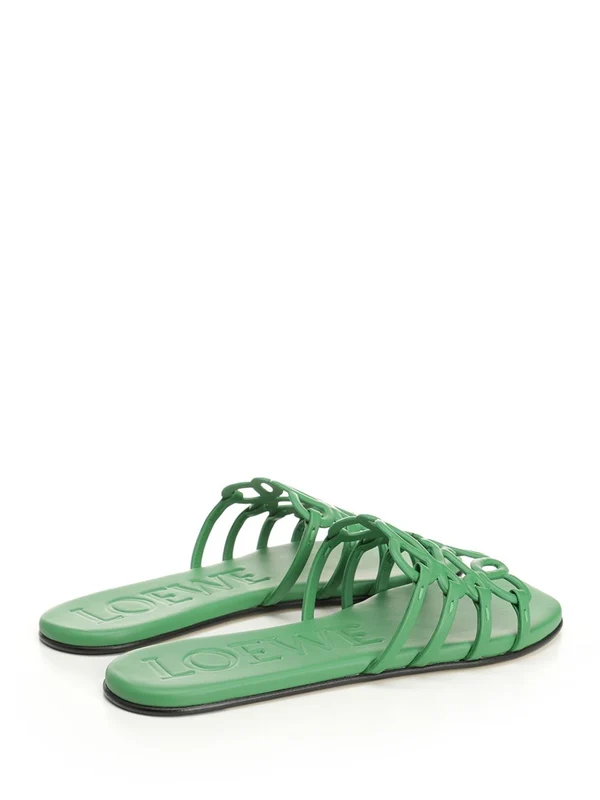 PETAL Flat Leather Slides - Image 3