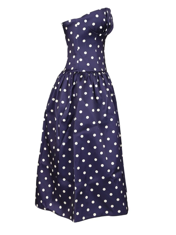 Polka Dot Satin Midi Dress - Image 3