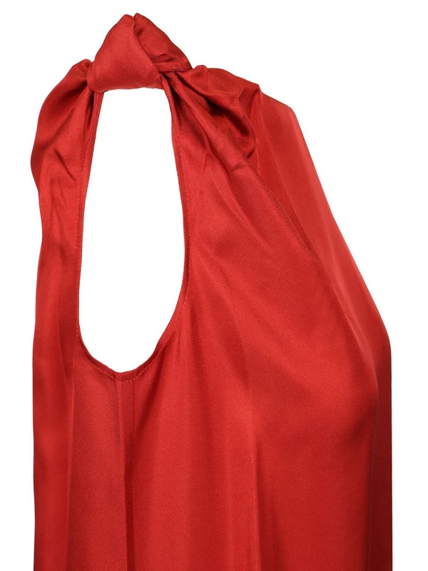 MOUN Draped Silk Sleeveless Dress - Image 3