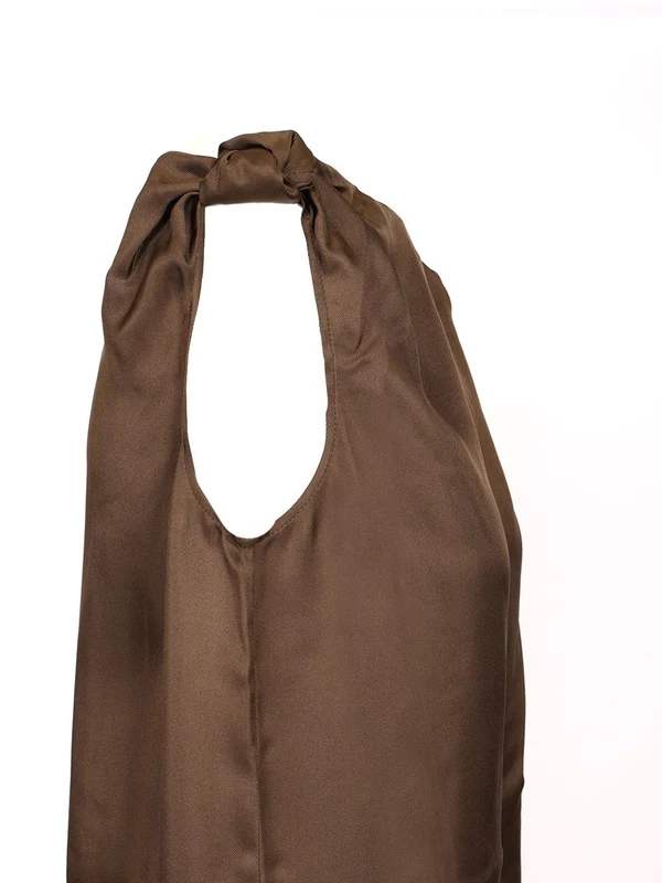 MOUN Draped Silk Sleeveless Dress - Image 3