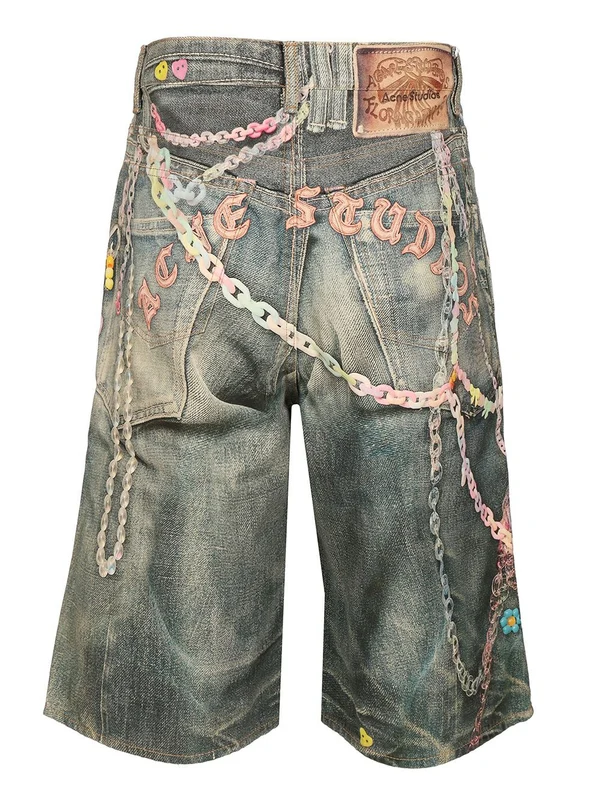 Trompe-l'œil Print Denim Shorts - Image 2