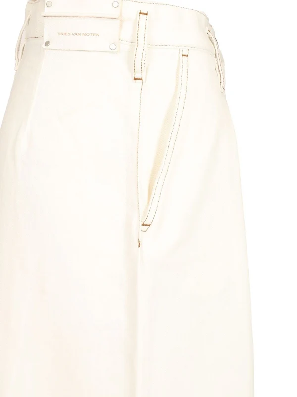 Dries Van Noten White Denim Pants - Image 5