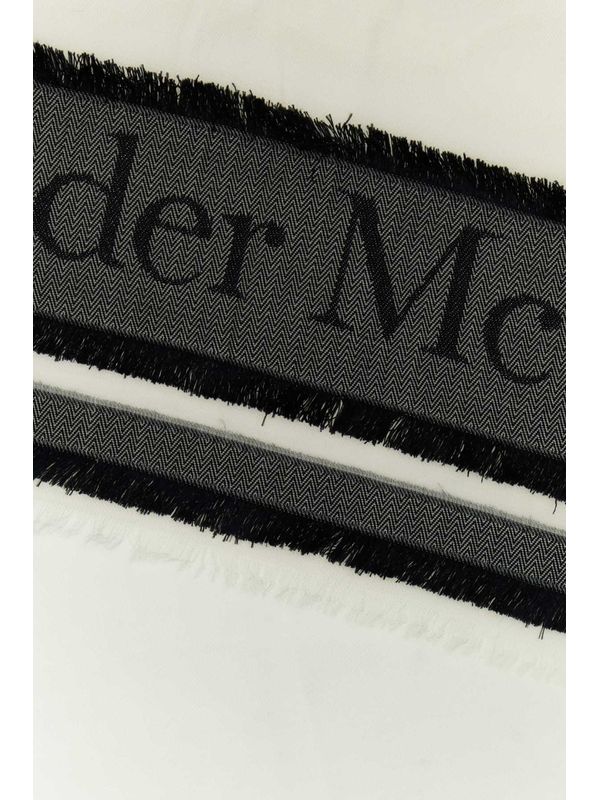 Alexander Mcqueen White Wool Mufflers - Image 2