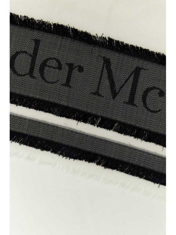 Alexander Mcqueen White Beige Wool Mufflers - Image 2